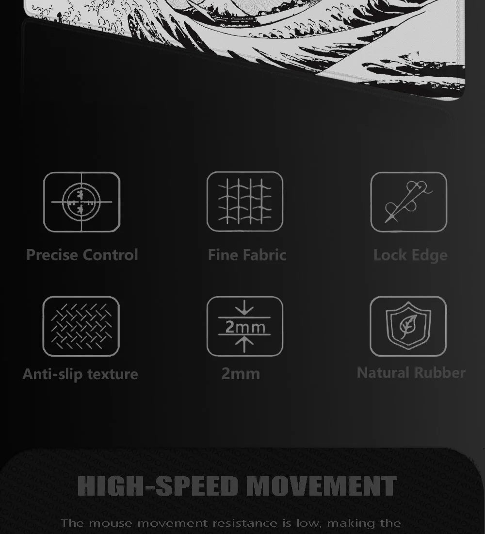 Mouse Pad Gaming Black And White Gray Art Aesthetics XL Large New Mousepad XXL MousePads Non-Slip Soft Computer Table Mat